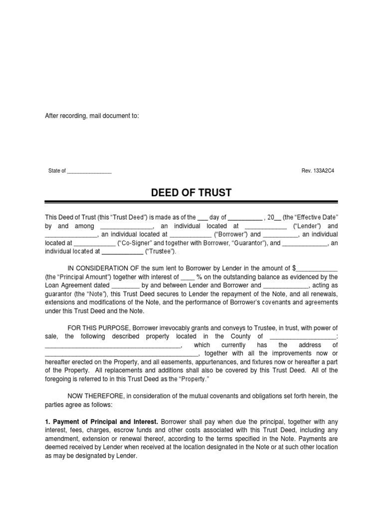 Deed of Trust State of Rev. 133A2C4 PDF Deed Of Trust (Real