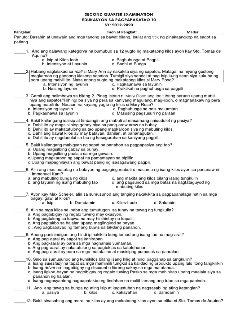Esp 10 2ND Grading) | PDF