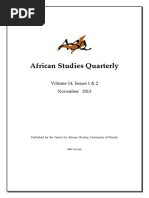 African Studies Quarterly: Volume 14, Issues 1 & 2 November 2013