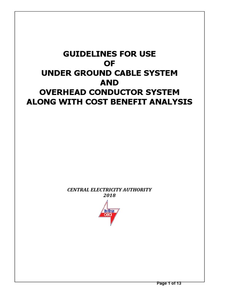 Guidelines For Use OF Under Ground Cable System AND Overhead Conductor ...