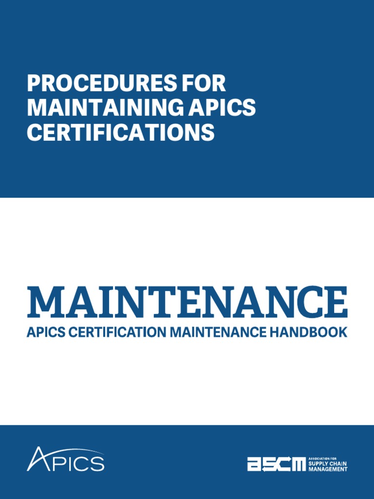 Maintenance Handbook (Cpim Cfpim CSCP CLTD) | PDF | Credential ...