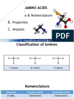 A. Structure & Nomenclature B. Properties C. Analysis: 12. Amines & Amino Acids