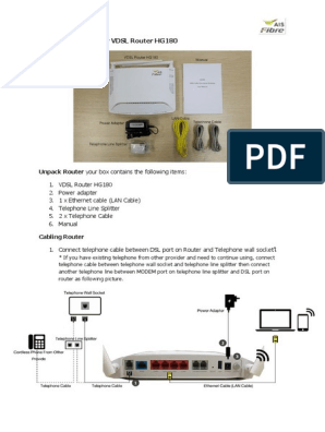 Platteland slim mechanisme Installation Guide For VDSL Router HG180 | PDF | Wireless Lan | Digital  Subscriber Line