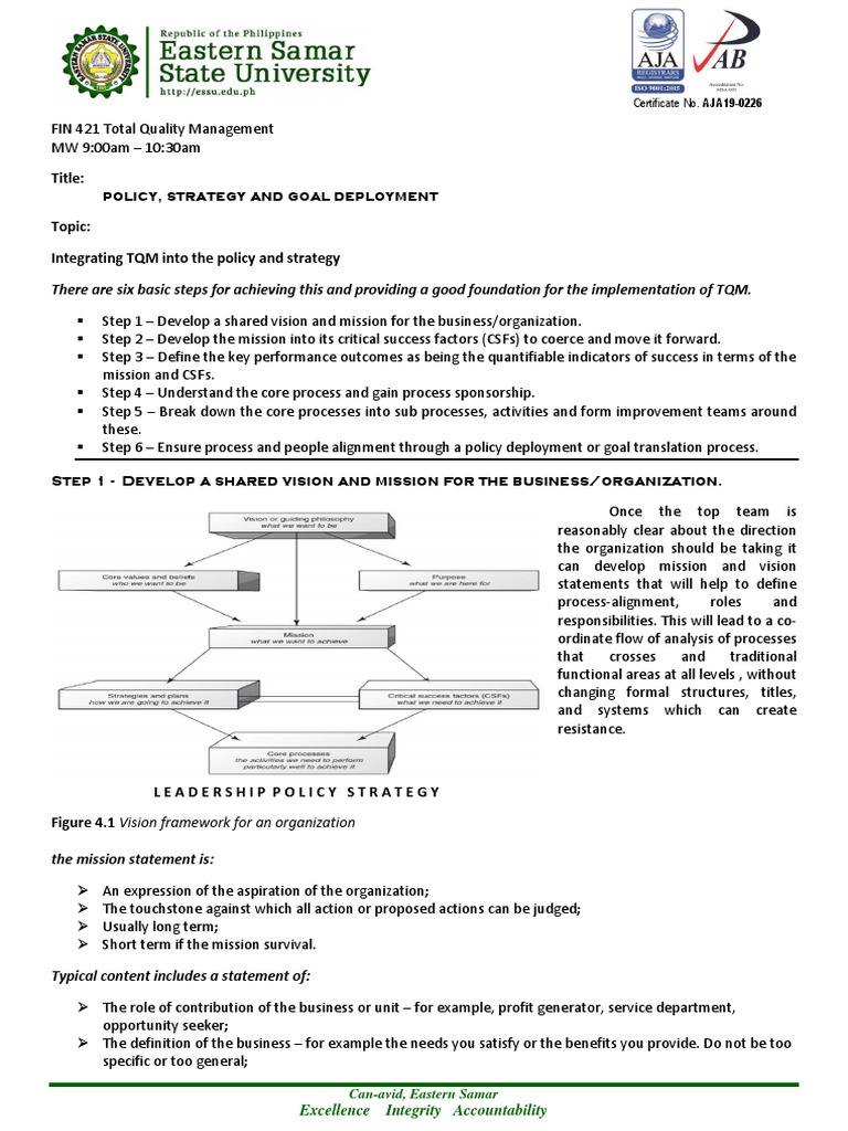 Chapter 4 Policy, Strategy and Goal Deployment | PDF | Business Process ...