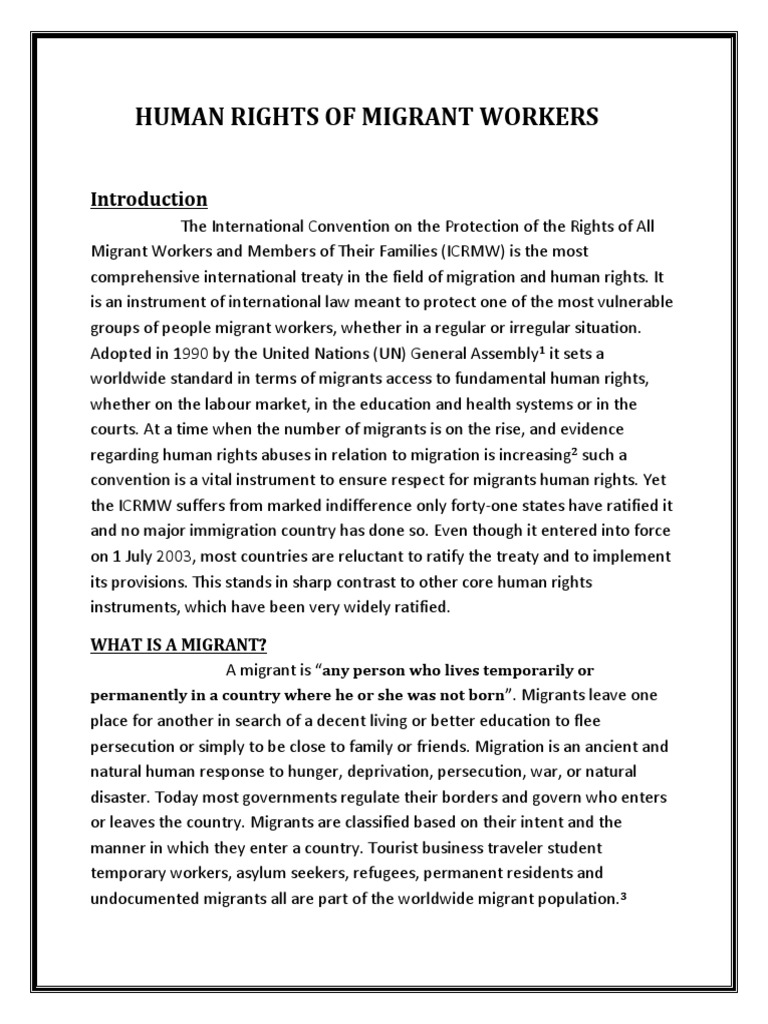 Human Rights of Migrant Workers | PDF | Immigration Detention ...