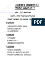 Temario para Exámenes de Subsanación en El Área de Ciencias Sociales
