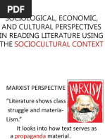 Sociological, Economic, and Cultural Perspectives in Reading Literature Using THE