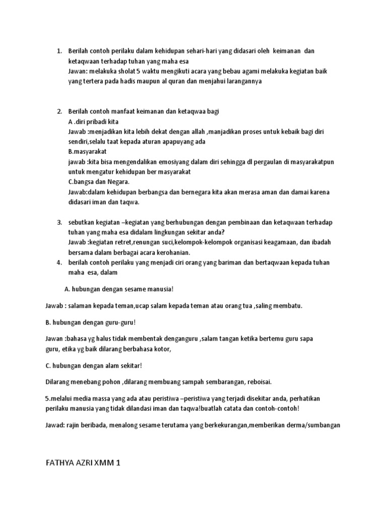 Berilah Contoh Perilaku Dalam Kehidupan Sehari Pdf