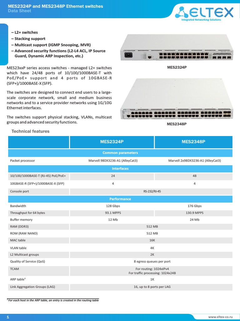 MES2324P and MES2348P Ethernet Switches: Technical Specifications and ...