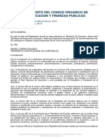 Reglamento Del Codigo Organico de Planificacion y Finanzas Publicas ECUADOR