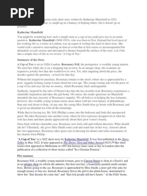A Cup Of Tea Pdf Katherine Mansfield Narration