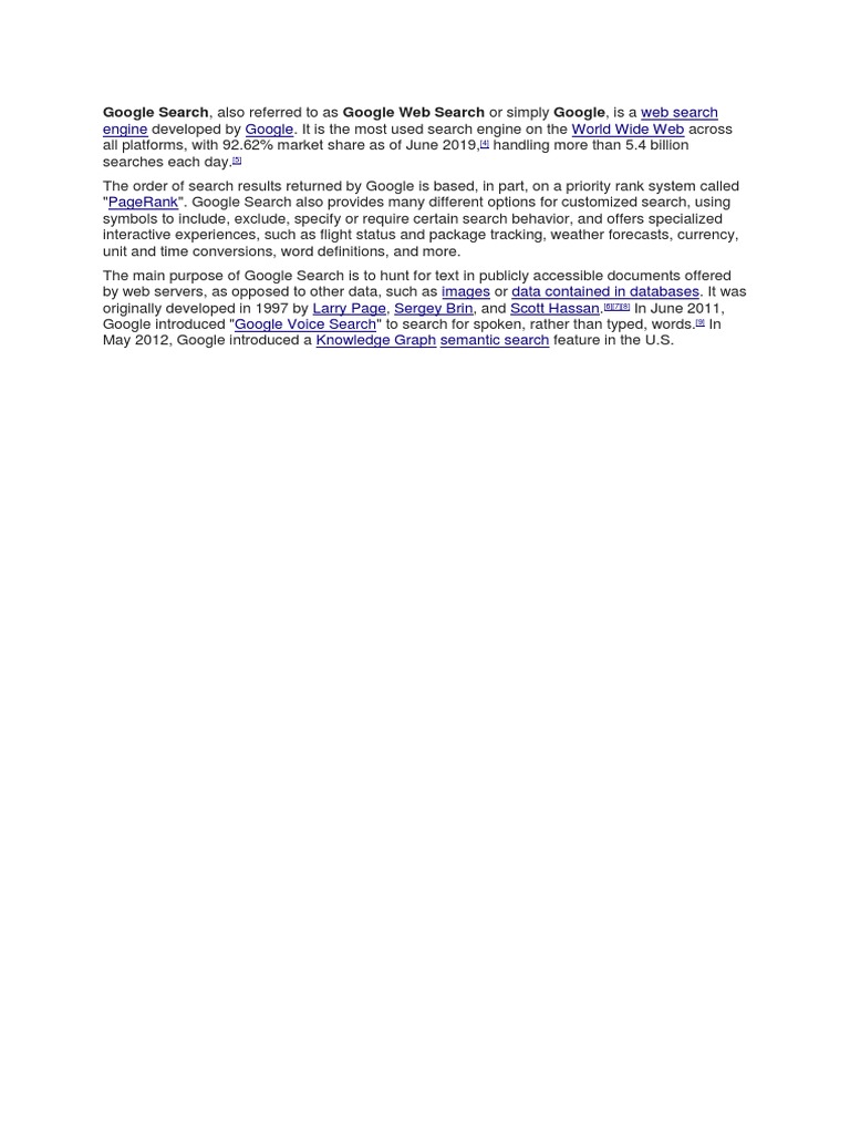 Overview of Google Search Engine | PDF