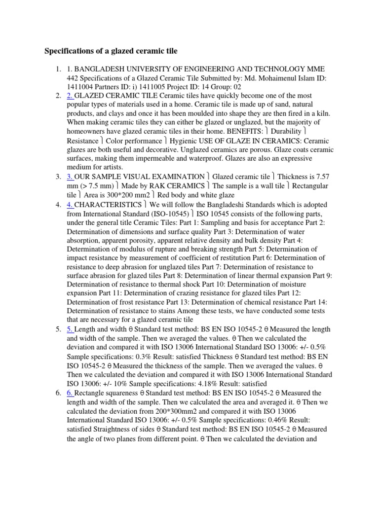 Specification of Glazed Ceramic Tiles 10545 PDF Tile Ceramics