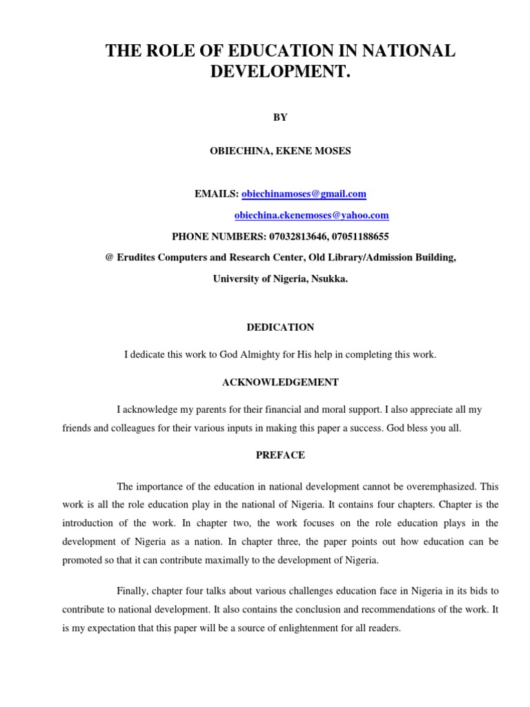 The Role of Education in National Development | PDF | Nigeria ...