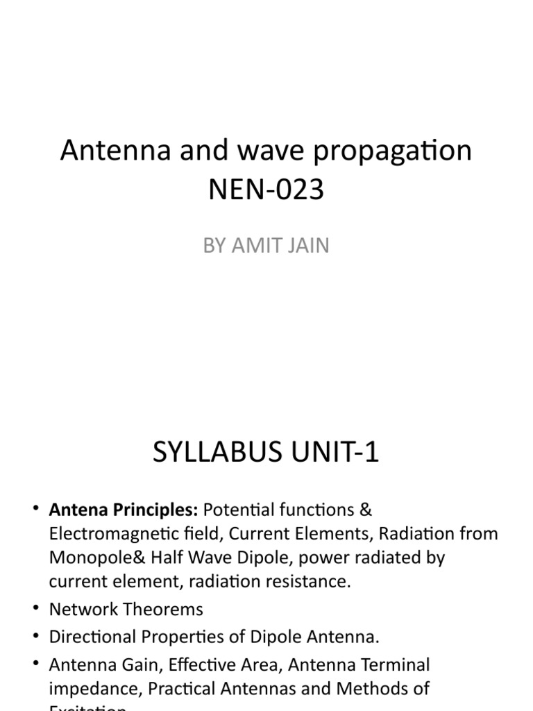 Antenna Principles and Wave Propagation | PDF | Technology & Engineering