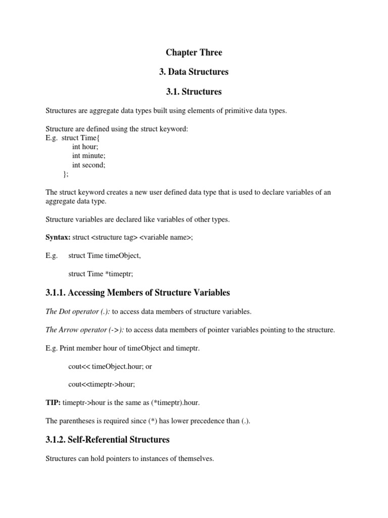 Chapter Three 3. Data Structures 3.1. Structures: Syntax: Struct | PDF ...