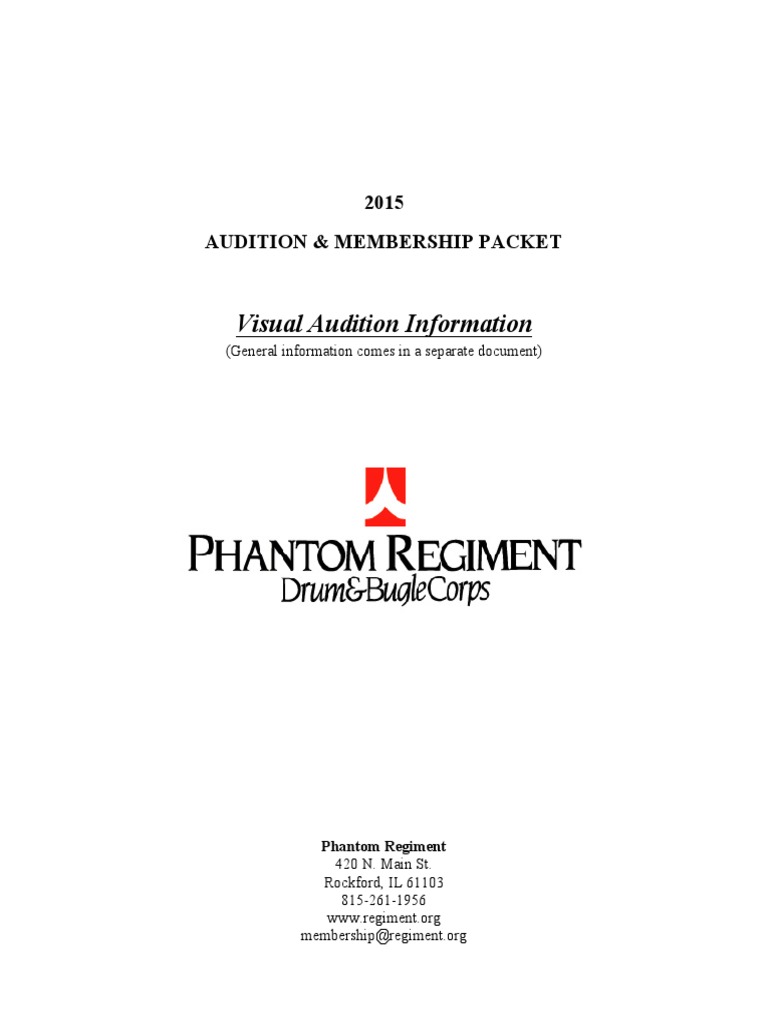 Phantom Regiment 2015 Audition Packet Visual Download Free PDF Foot