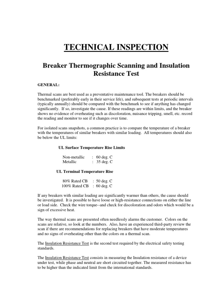 Breaker Technical Inspection | PDF | Electrical Resistance And ...