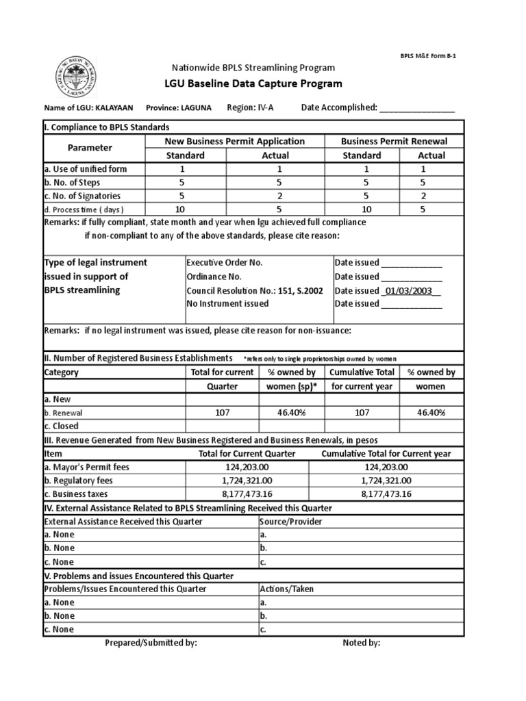 BPLS Compliance Report for Kalayaan LGU | PDF | Government | Public Law