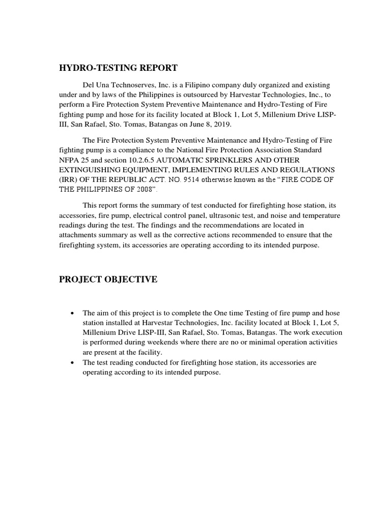 Sample of Hydro Test PDF Firefighting Pump