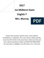 Review Exam For English 7 Second Quarter