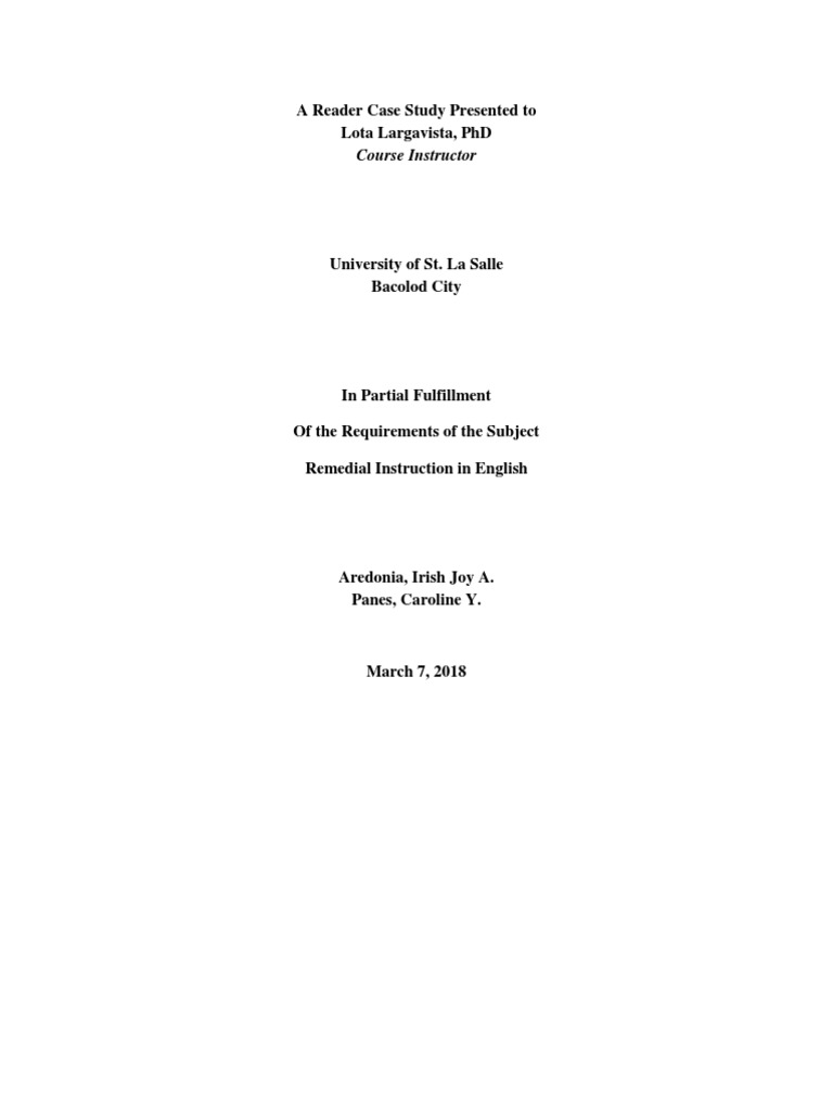 Final Analysis Case Study | PDF | Reading Comprehension | Vocabulary