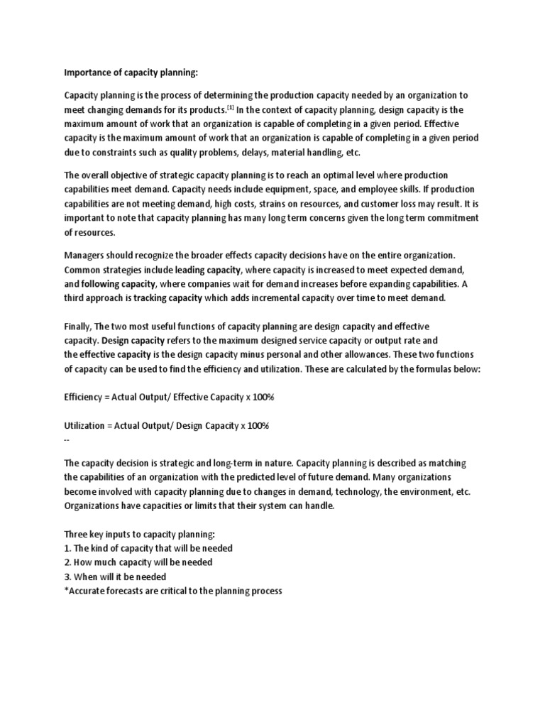 Importance of Capacity Planning | PDF | Employment | Design