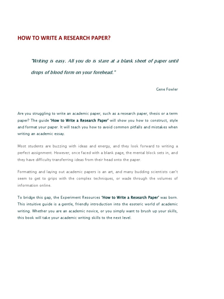 Guide to Writing a Research Paper | PDF | Academic Publishing | Thesis