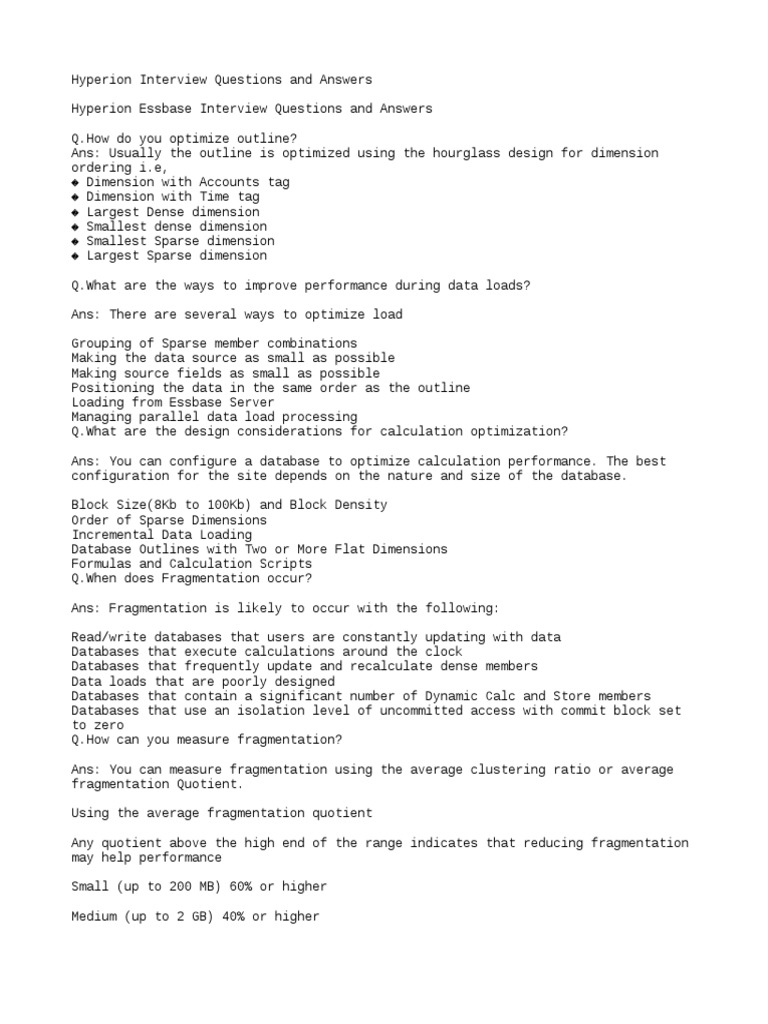 Hyperion Interview Questions Spreadsheet Cache Computing