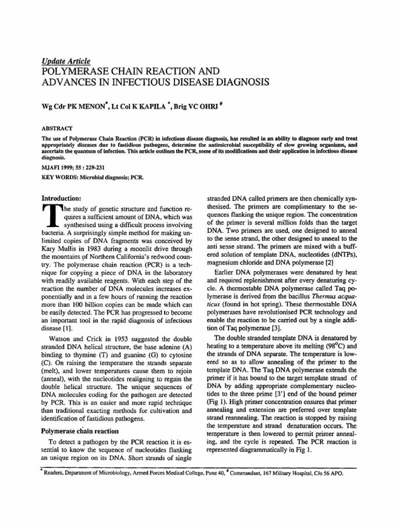 PCR in Infectious Diseases | PDF | Polymerase Chain Reaction | Primer ...