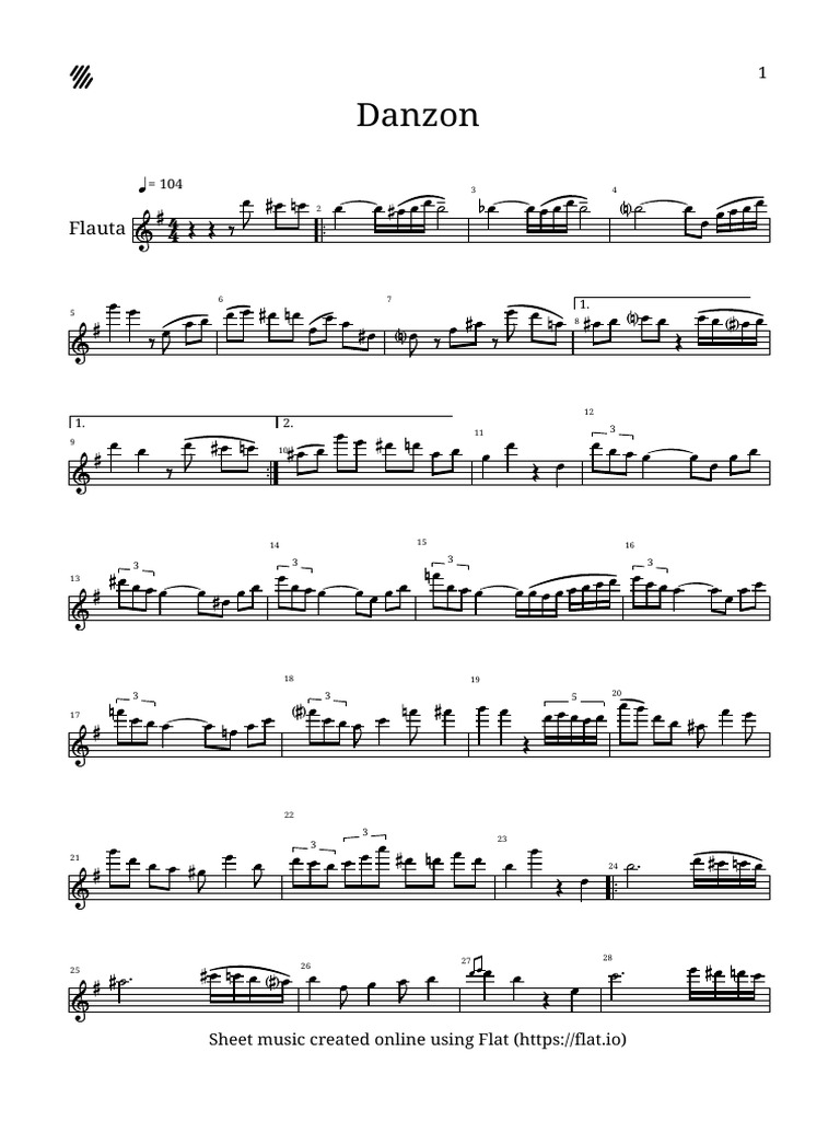 Danzon A Sheet Music Document For Flute Clarinet And Piano Pdf