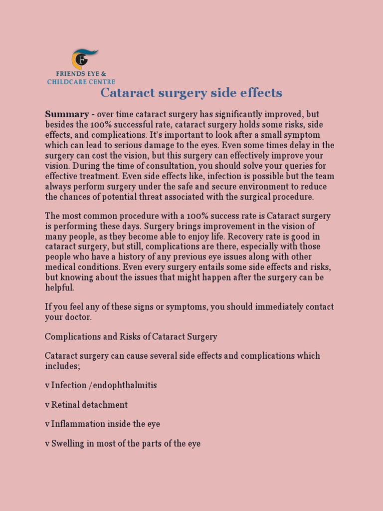 Cataract Surgery: Risks and Side Effects | PDF | Cataract | Ophthalmology