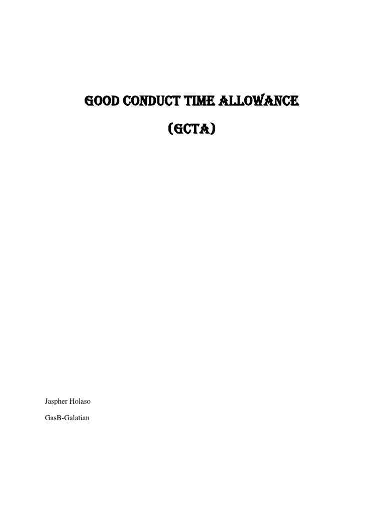 Good Conduct Time Allowance (Gcta) Jaspher Holaso GasbGalatian PDF