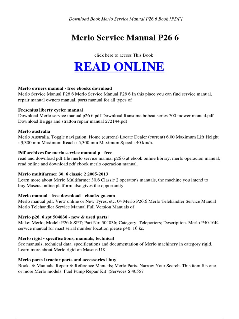 Merlo Service Manual p26 6 | PDF