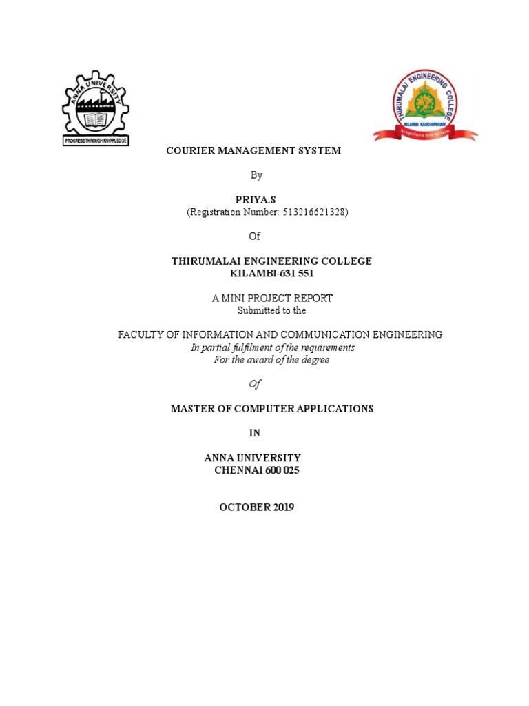Courier Management System Project | PDF | Html | World Wide Web