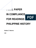 Final Paper in Compliance For Readings in Philippine History