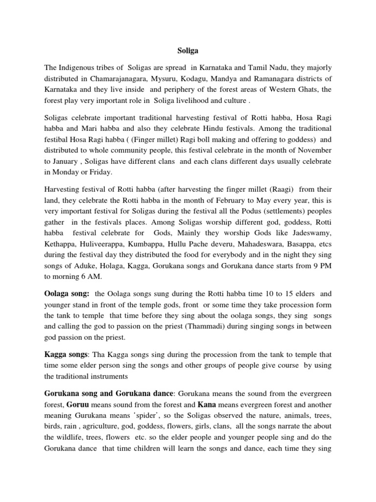 Soliga Dance and Soliga Culture | PDF