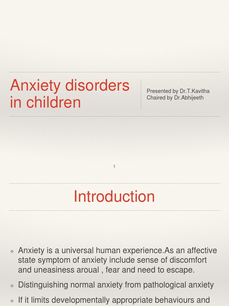 Understanding Pediatric Anxiety Disorders | PDF | Anxiety Disorder ...