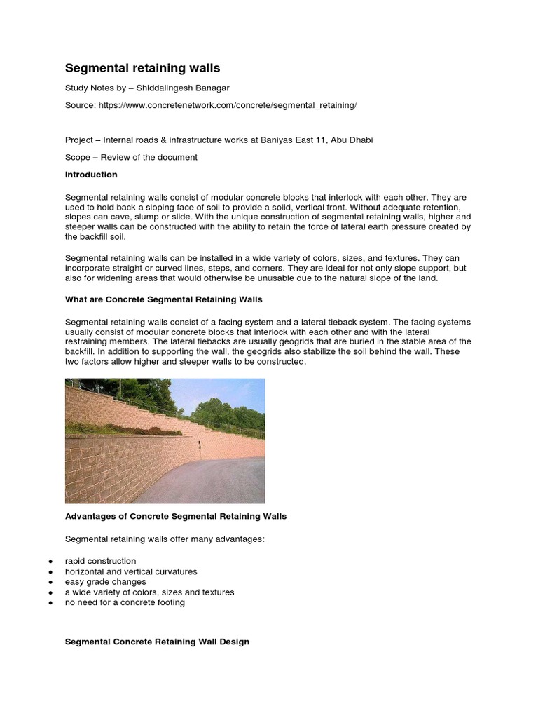 Segmental Retaining Wall Overview | PDF | Drainage | Building Technology