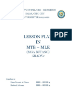 Lesson Plan IN MTB - Mle: (Mga Butang)