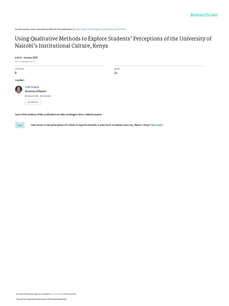 Using Qualitative Methods To Explore Students' Perceptions of The