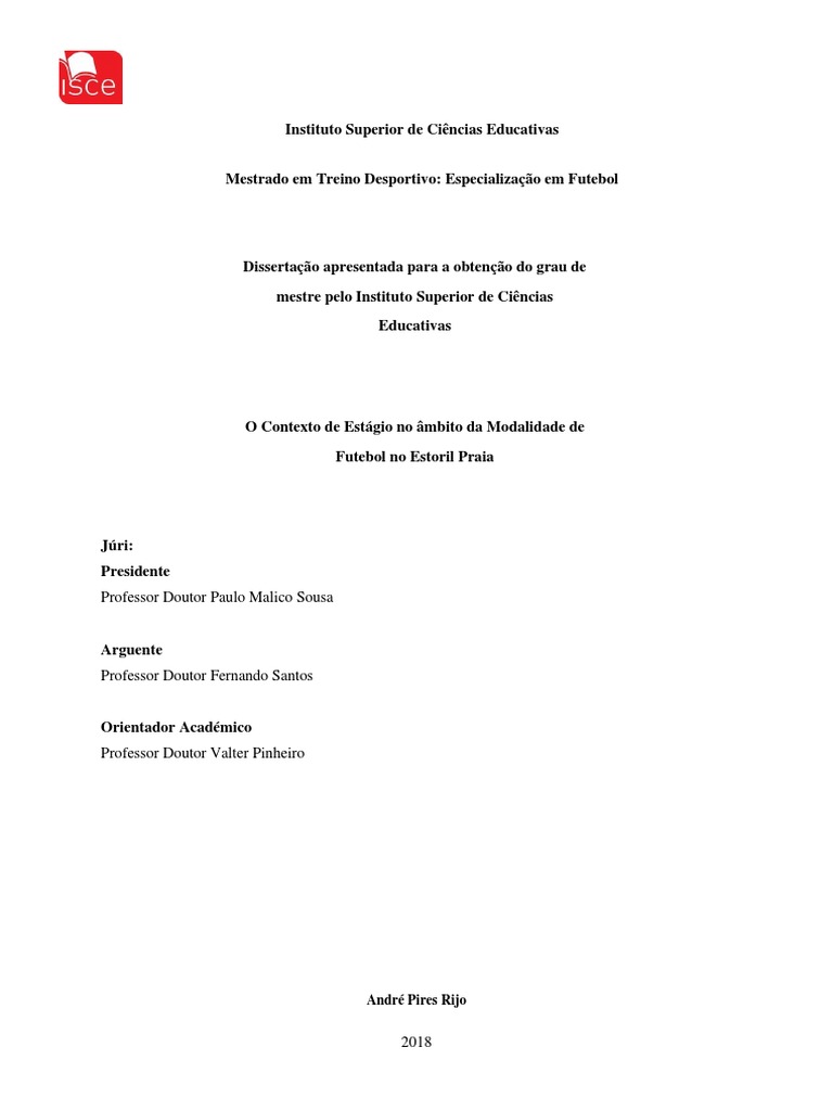 Relatório de Estágio Final Mestrado - André Rijo 3 | PDF | Liderança ...