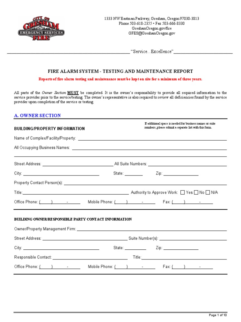 Fire Alarm Testing and Maintenance Report | PDF | Power Supply ...