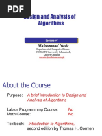 Design and Analysis of Algorithms: Muhammad Nasir