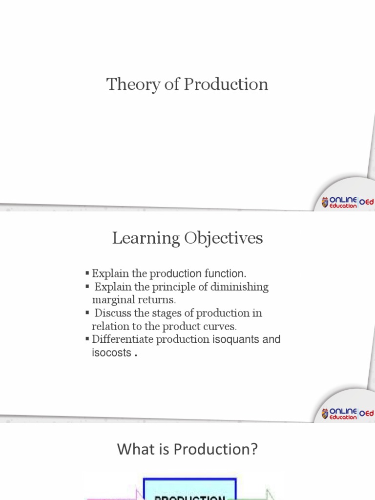 Theory of Production PDF Production And Manufacturing Economics