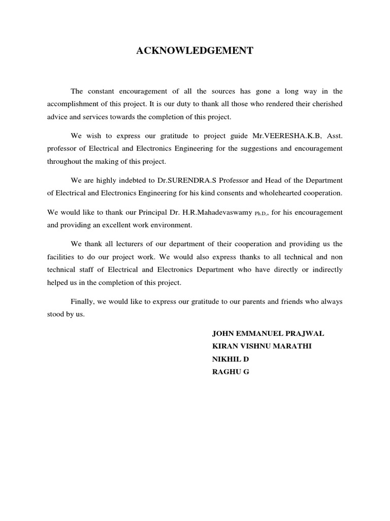 Acknowledgement John Emmanuel Prajwal Kiran Vishnu Marathi Nikhil D