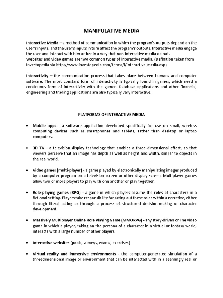 Manipulative Media | PDF | Video Games | Role Playing Games