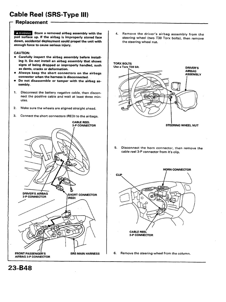 SRS Airbag Cable Reel 23b48 PDF