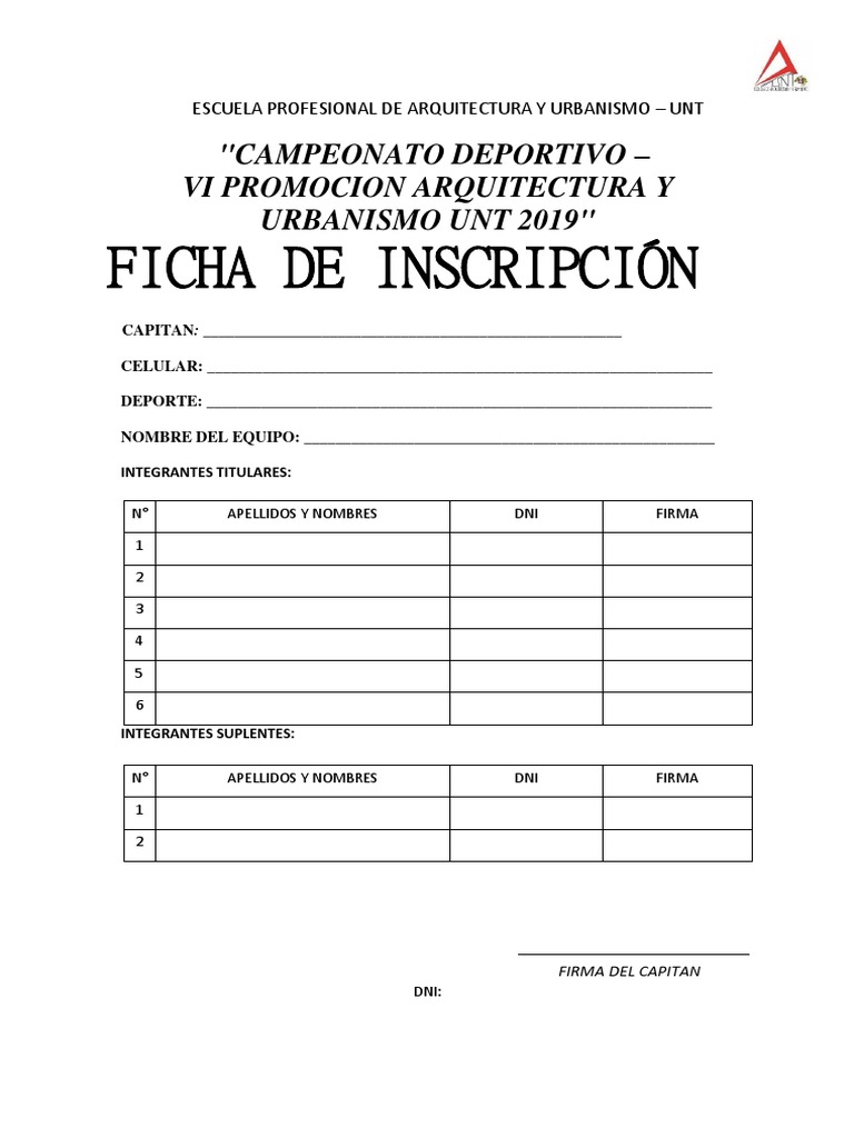 Ficha de Inscripcion | PDF