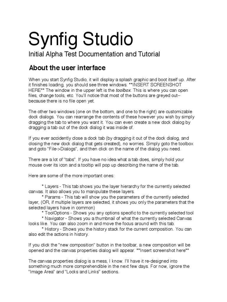Synfig Studio: Initial Alpha Test Documentation and Tutorial | PDF ...